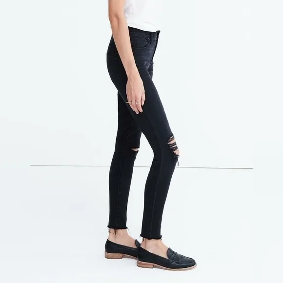 MADEWELL 9&quot; High-Rise Skinny Jeans in Black Sea