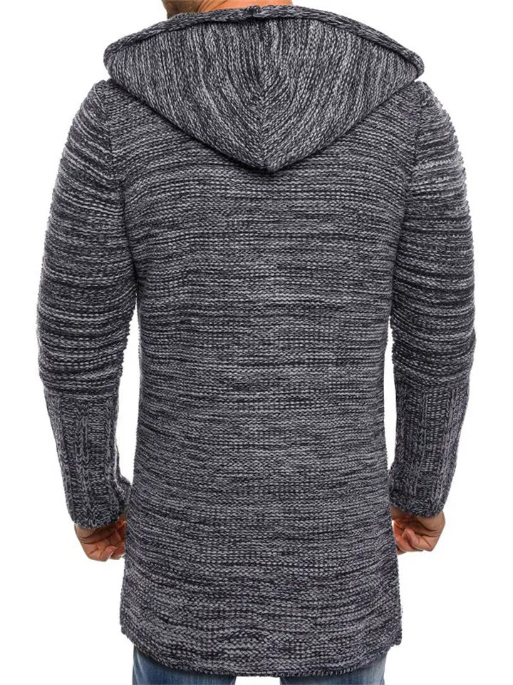 Male Autumn Winter Mid Length Hooded Cardigan Sweaters