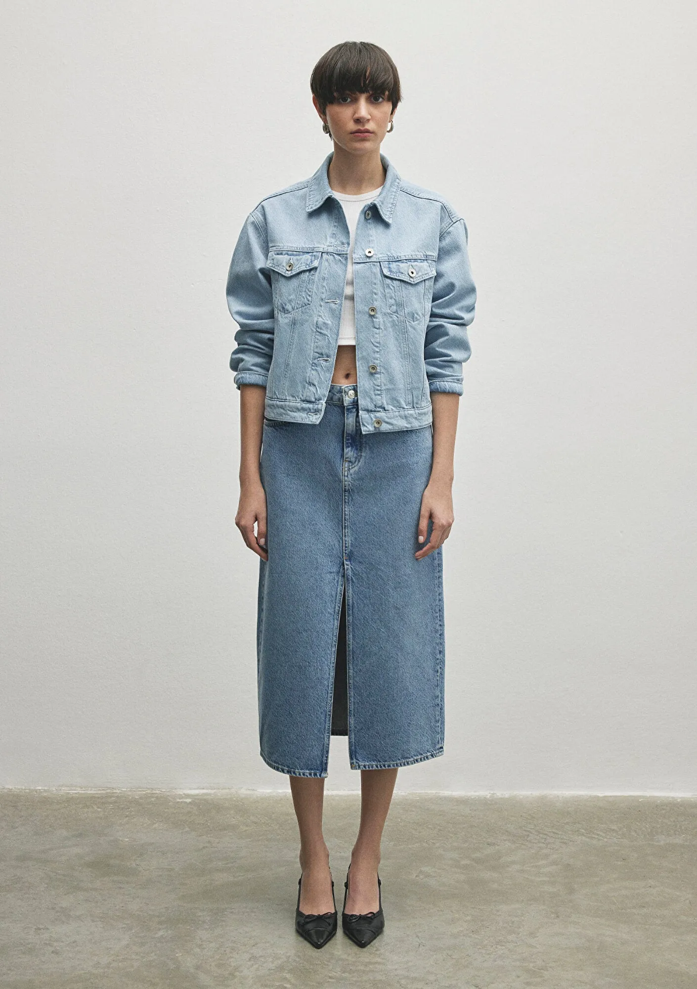 Marin Light Blue Mavi Premium Jean Skirt
