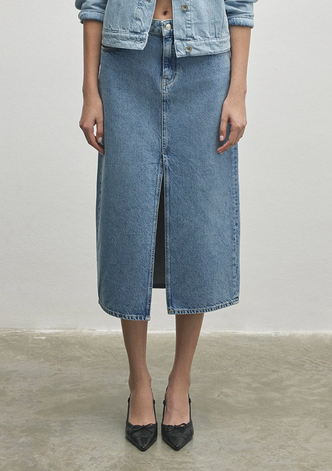 Marin Light Blue Mavi Premium Jean Skirt