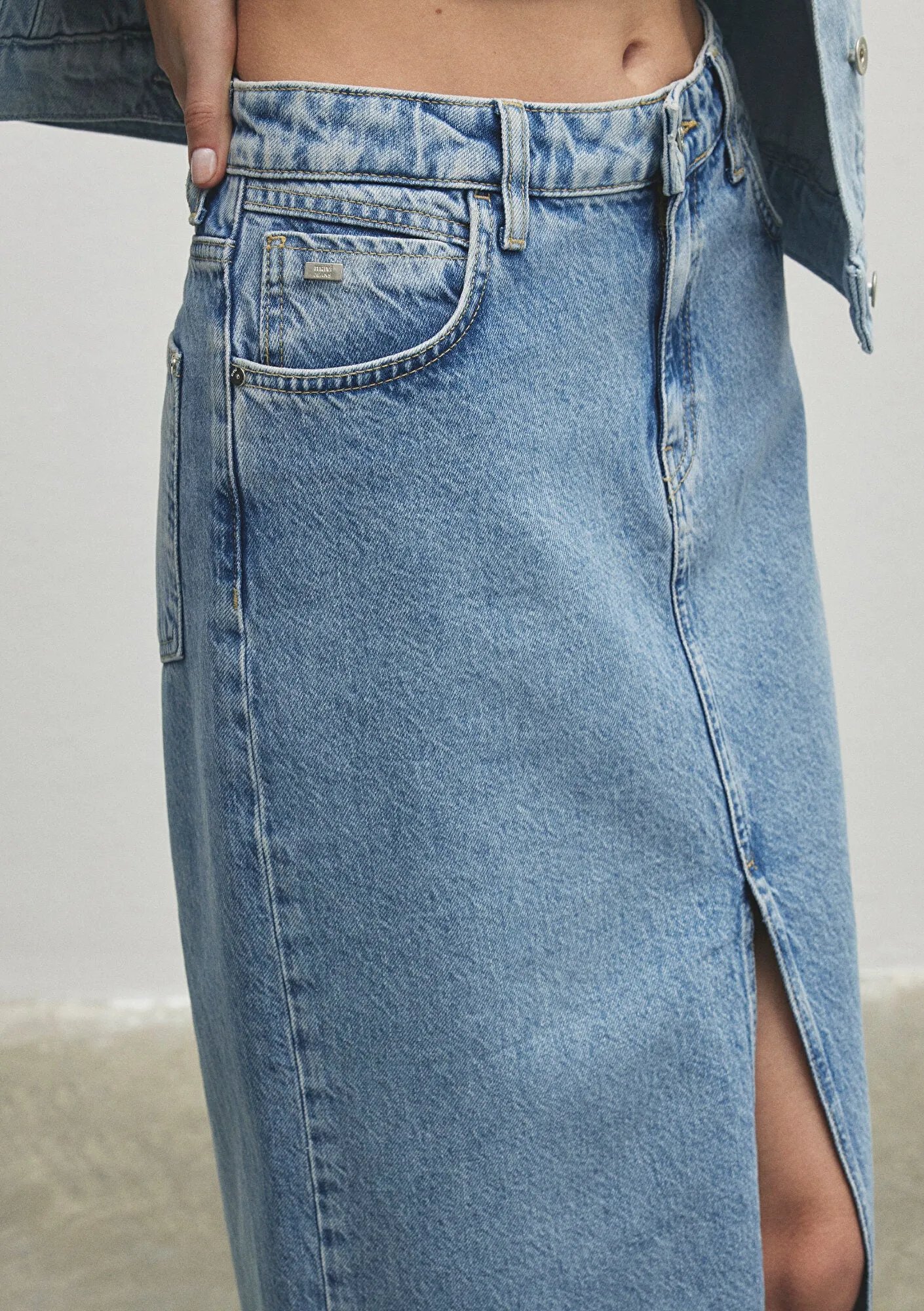 Marin Light Blue Mavi Premium Jean Skirt
