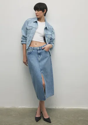 Marin Light Blue Mavi Premium Jean Skirt