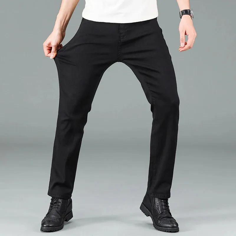 Men's Korean Black Straight-Fit Jeans