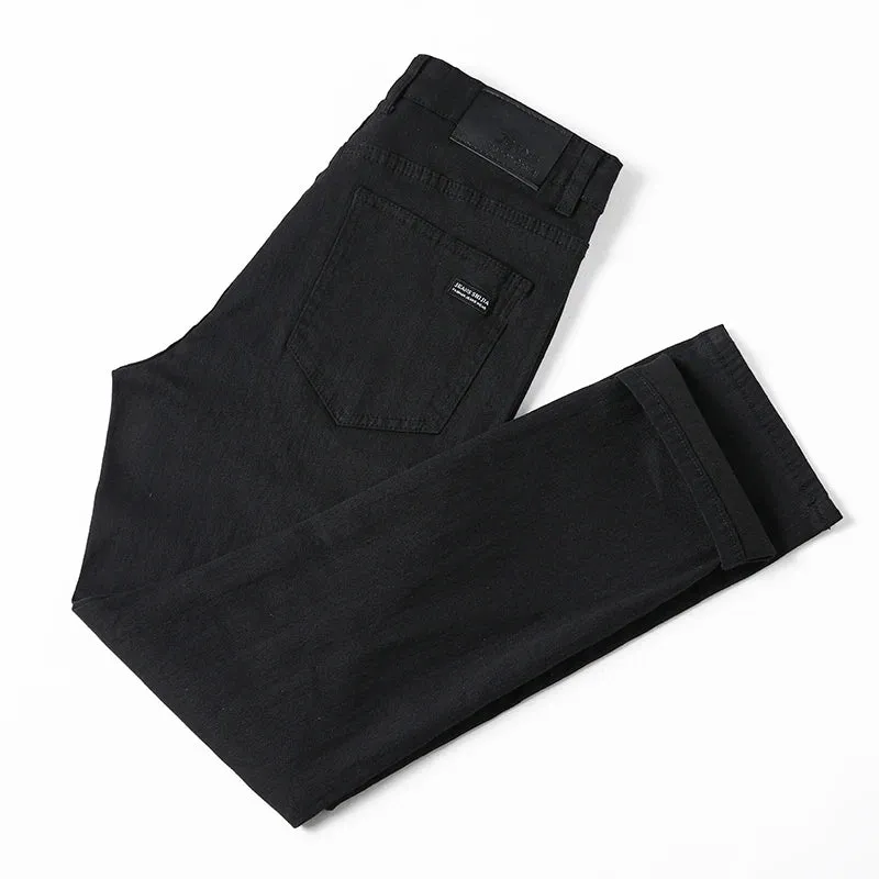 Men's Korean Black Straight-Fit Jeans