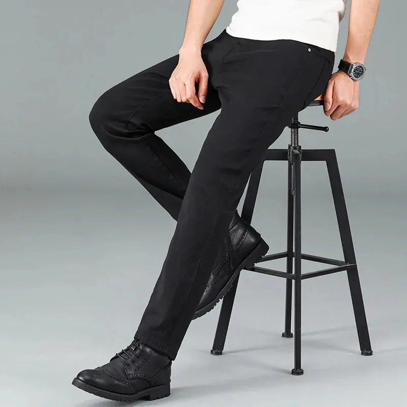 Men's Korean Black Straight-Fit Jeans