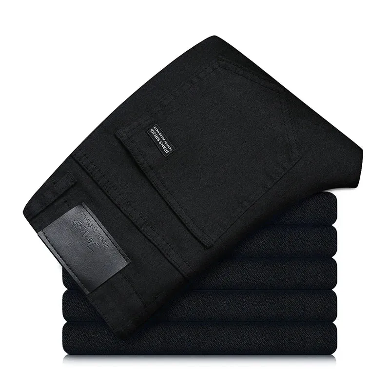 Men's Korean Black Straight-Fit Jeans