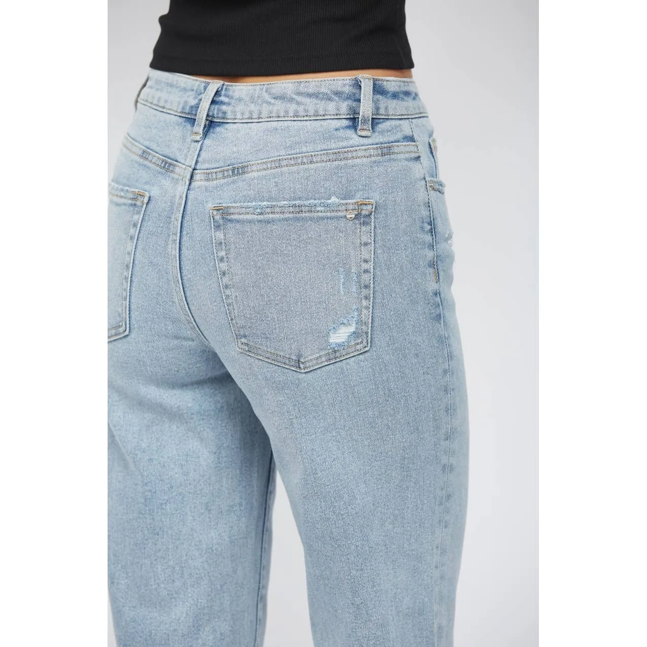 Mica Jeans: Electric Blue HIgh Rise Ankle Wide Leg