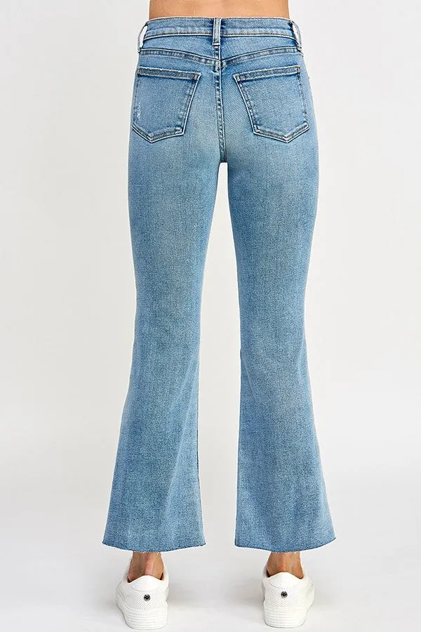 MID RISE ULTRA STRETCH KICK FLARE IN MEDIUM LIGHT