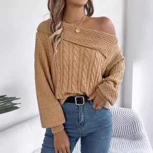 Mildrid – Pull avec maille torsadée sur une épaule