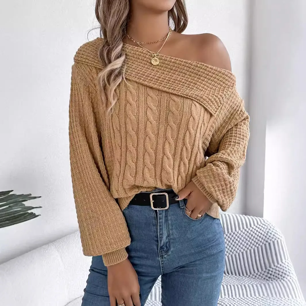 Mildrid – Pull avec maille torsadée sur une épaule