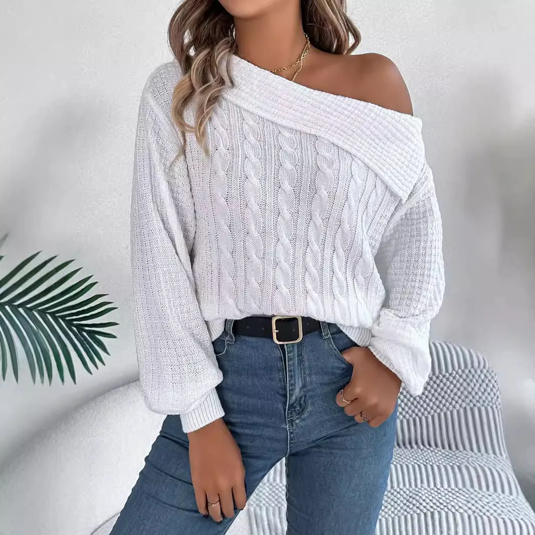 Mildrid – Pull avec maille torsadée sur une épaule
