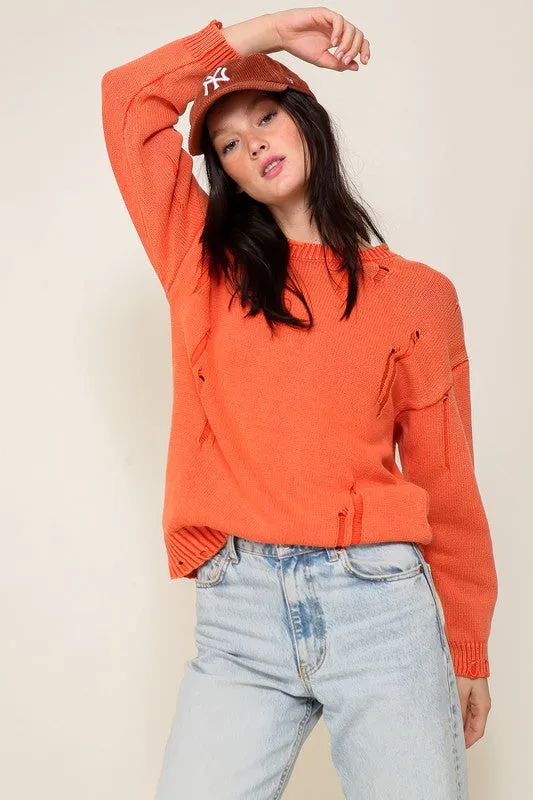 Mineral Wash Distressed Sweater, (Various Colors), Timing