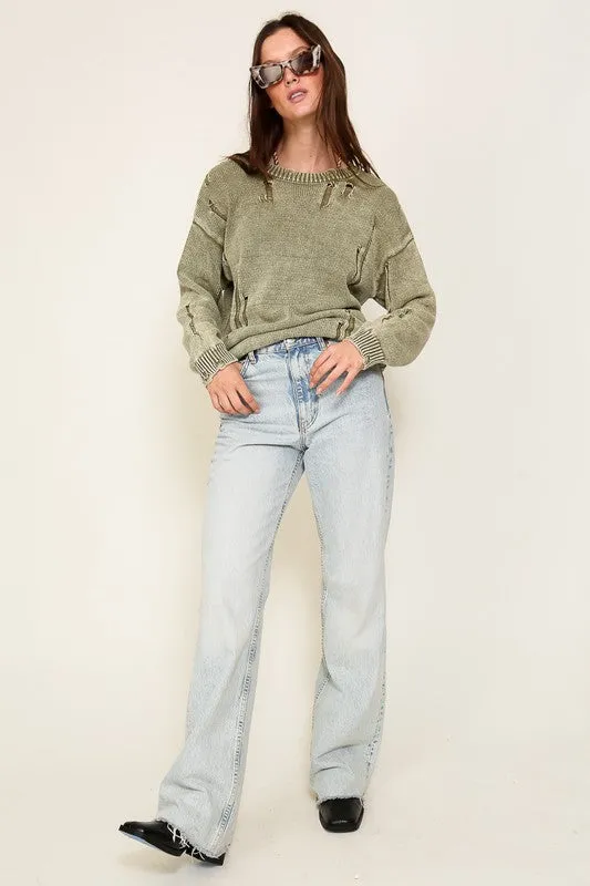 Mineral Wash Distressed Sweater, (Various Colors), Timing