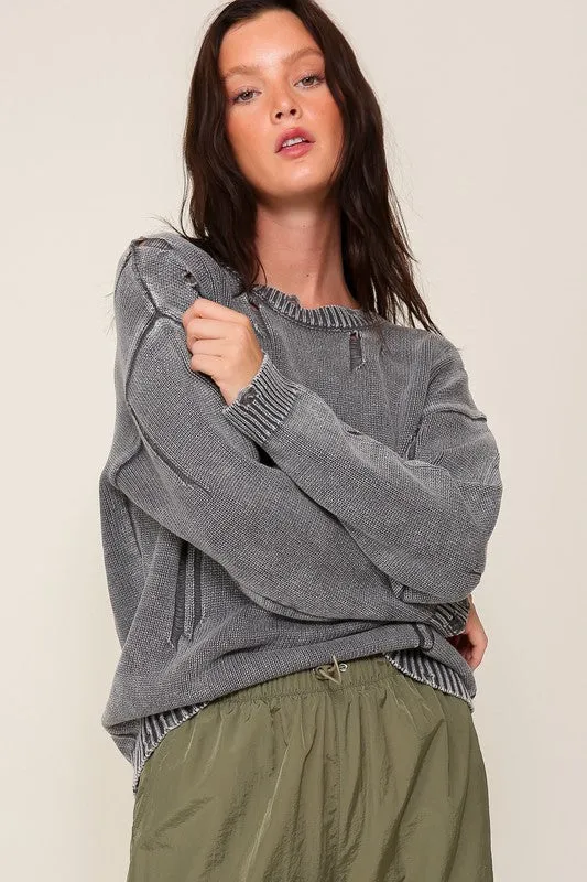 Mineral Wash Distressed Sweater, (Various Colors), Timing