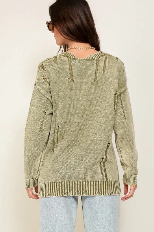 Mineral Wash Distressed Sweater, (Various Colors), Timing