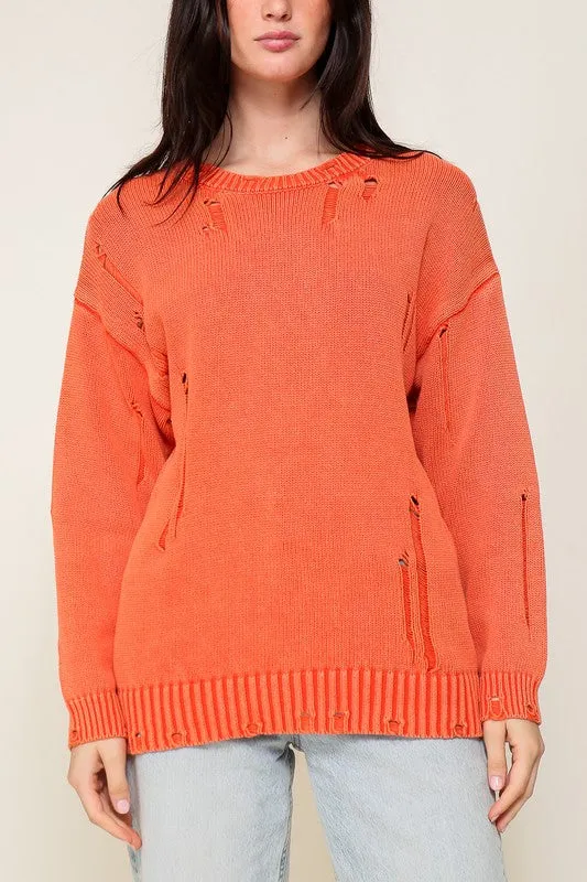 Mineral Wash Distressed Sweater, (Various Colors), Timing