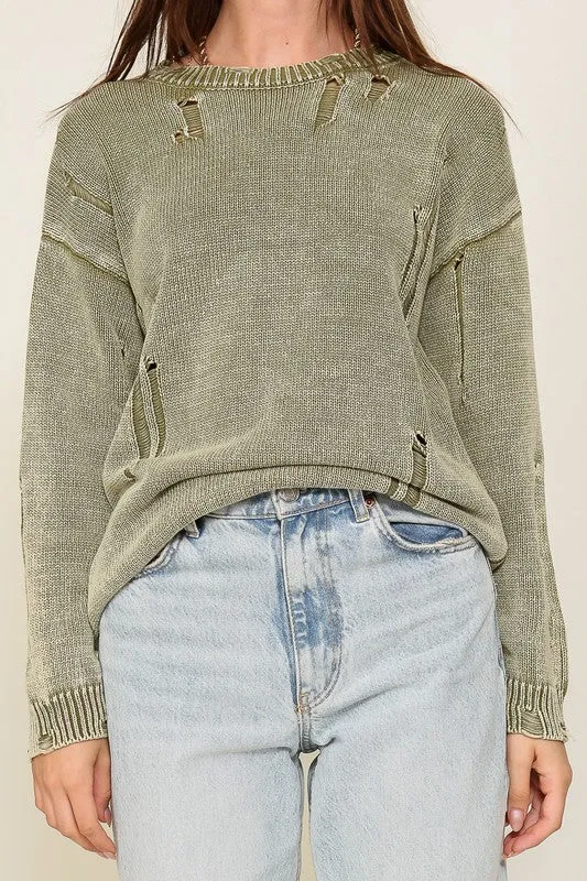 Mineral Wash Distressed Sweater, (Various Colors), Timing