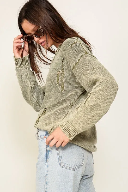 Mineral Wash Distressed Sweater, (Various Colors), Timing