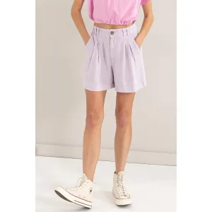 Mineral Washed Linen Shorts: Lavender