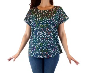 Miranda Murphy green-based 100% cotton print top size S