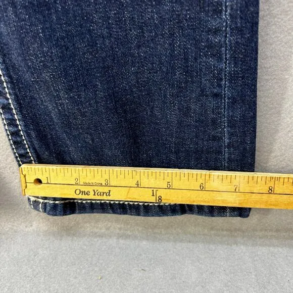 Miss Me Women’s Jeans Size 27 (4) Blue Mid Rise Easy Boot Steer Head Blingy