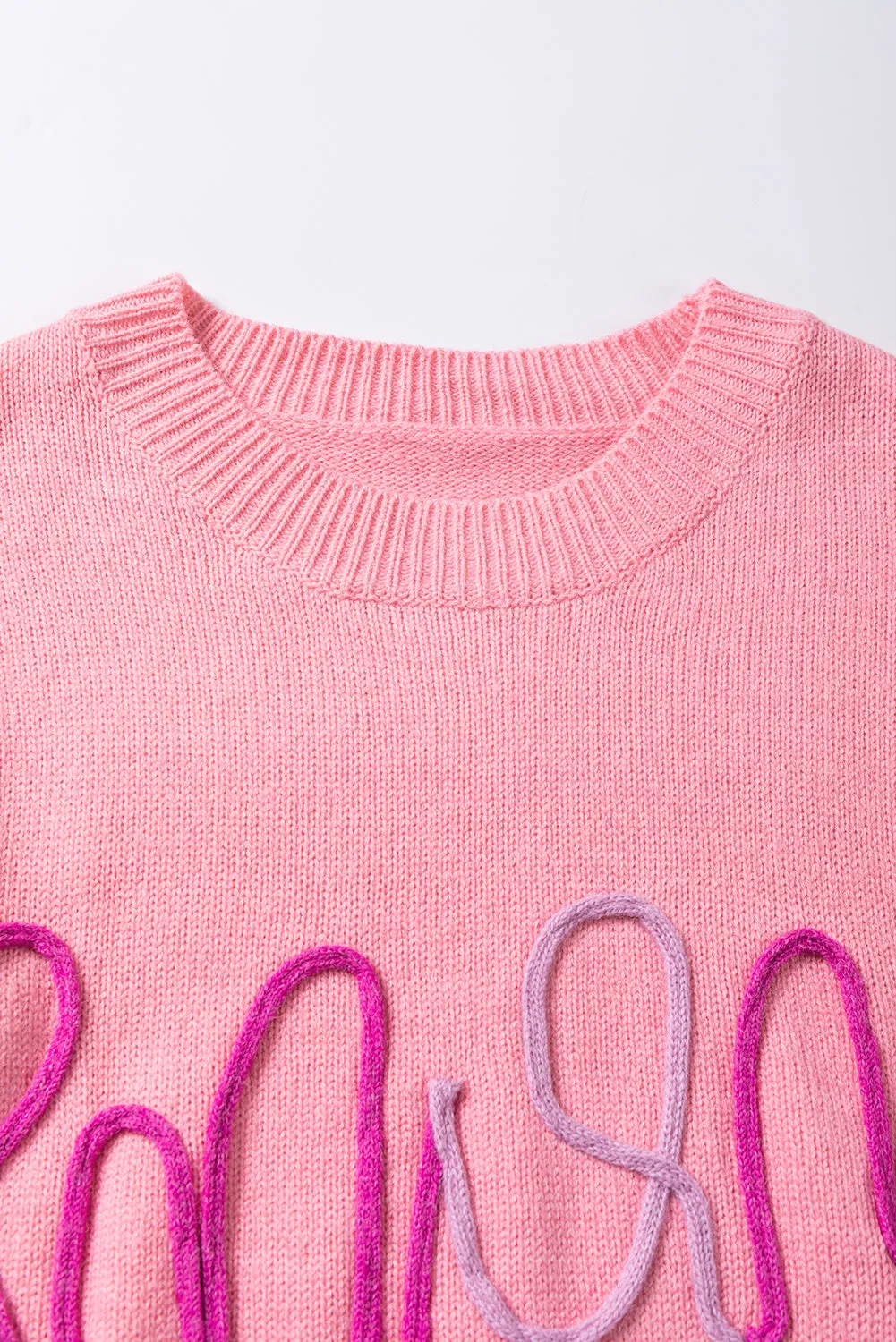 Mom Tinsel Front Short Sleeve Sweater