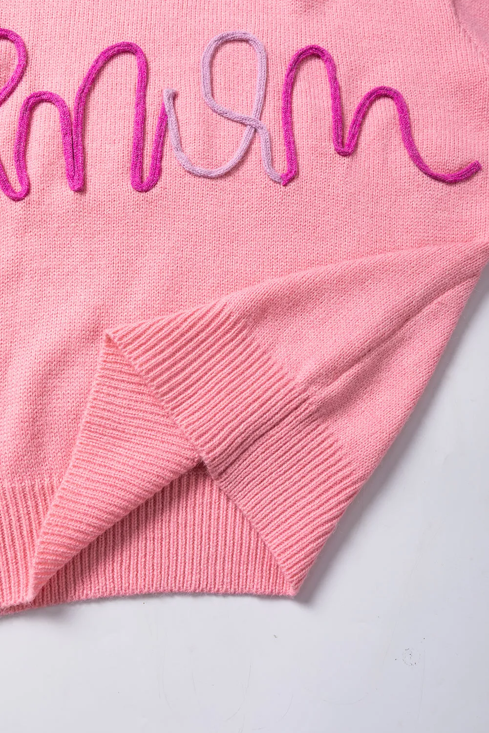 Mom Tinsel Front Short Sleeve Sweater