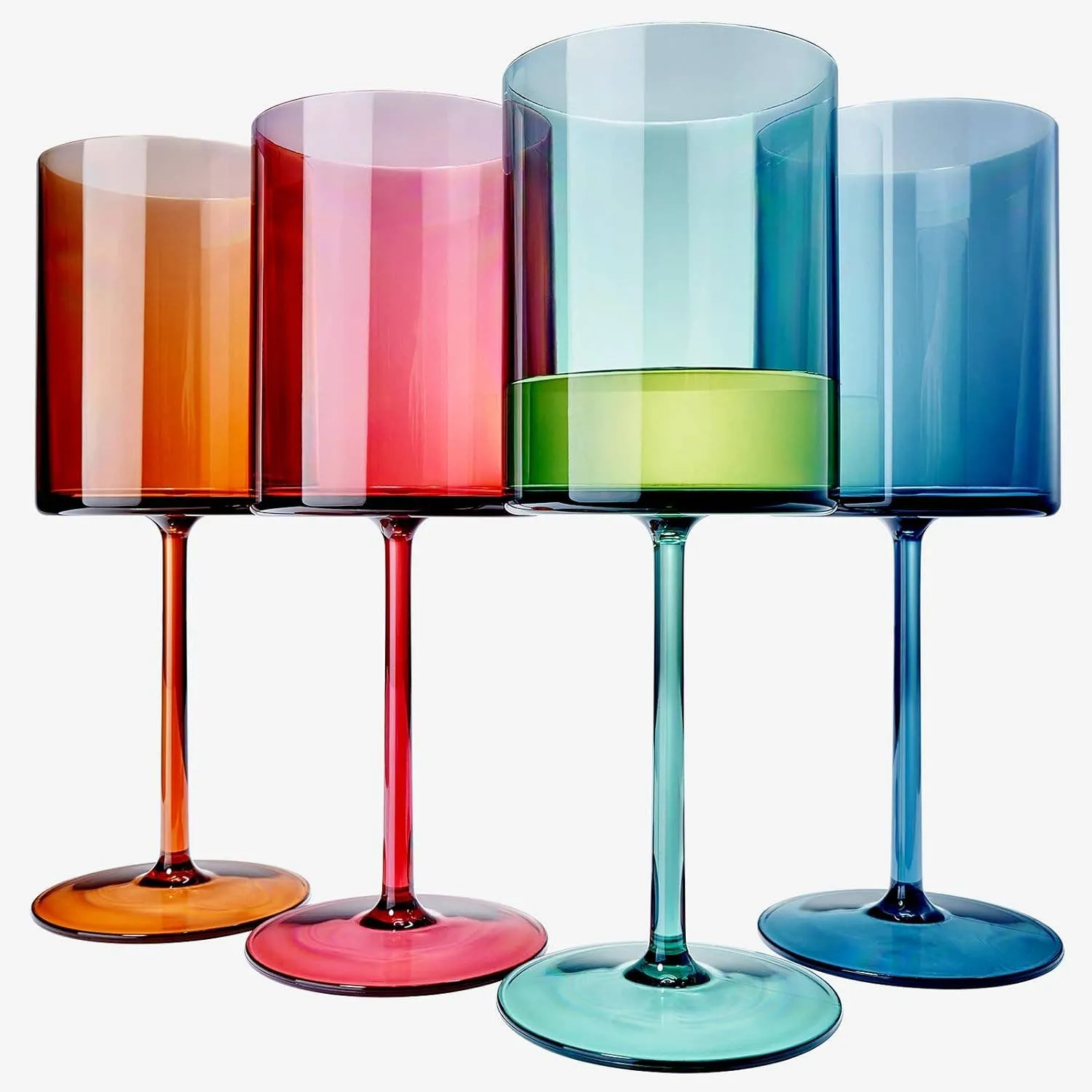 Multicolor Square Acrylic Wine Glasses Set of 4