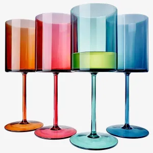 Multicolor Square Acrylic Wine Glasses Set of 4