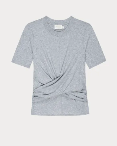 Nation LTD - Talia Wrap Tee Shirt - Heather Grey