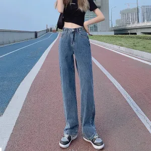 Navy Blue Straight High Waisted Denim