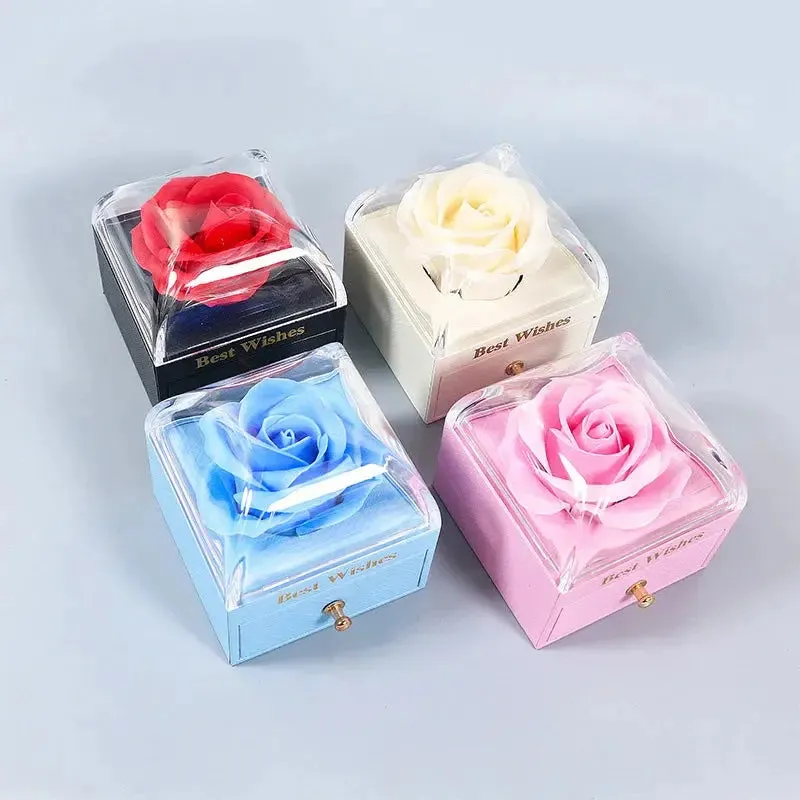 Necklace Set Rose Gift Box for Ring Earrings Pendant Necklace Flower Jewelry Box for Women Valentine's Day Gift Packaging Box