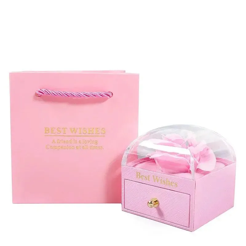 Necklace Set Rose Gift Box for Ring Earrings Pendant Necklace Flower Jewelry Box for Women Valentine's Day Gift Packaging Box