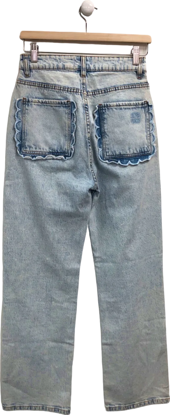 Never Fully Dressed Light Blue Denim Straight Leg Jeans UK 6