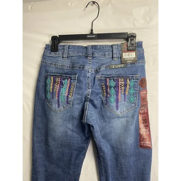New Cowgirl Tuff Walk Free Jeans Straight Leg Boho Embroidered Western‎ Size 26