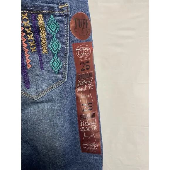 New Cowgirl Tuff Walk Free Jeans Straight Leg Boho Embroidered Western‎ Size 26