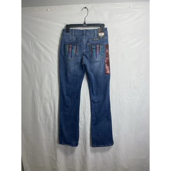 New Cowgirl Tuff Walk Free Jeans Straight Leg Boho Embroidered Western‎ Size 26