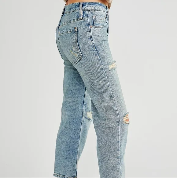 NEW Free People Lived In Love Blue Lucia Low Rise Ankle Crop Straight Jeans 24