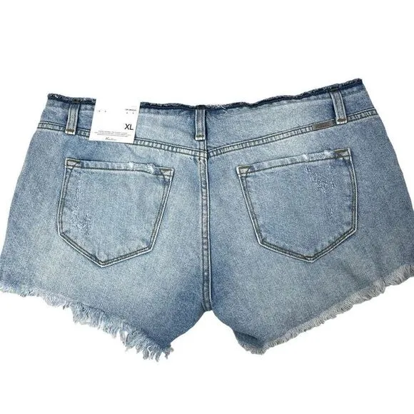 NEW KANCAN Orion Low Rise Button Down Shorts Size XL raw hem cut off