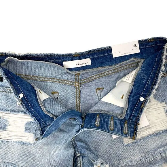 NEW KANCAN Orion Low Rise Button Down Shorts Size XL raw hem cut off