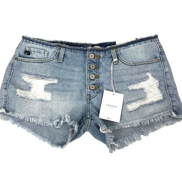 NEW KANCAN Orion Low Rise Button Down Shorts Size XL raw hem cut off