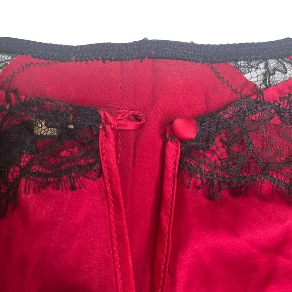 new Kiki De Montparnasse ♕ Lace Inset Stretch Silk PJs Boy Shorts ♕ Red Black ♕