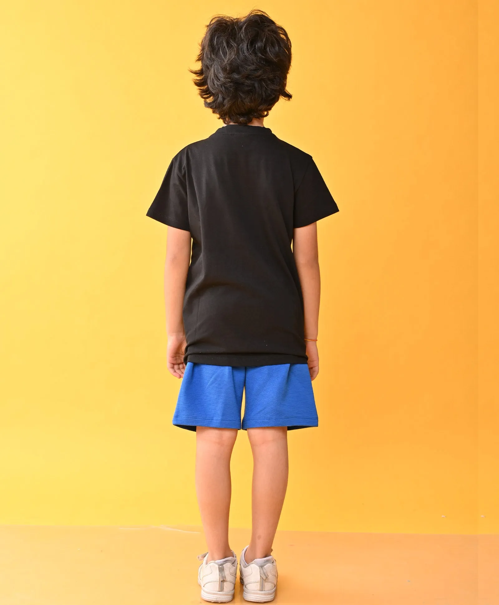 NEWYORK BLACK ROYAL STRIPED SHORTS SET -BLACK/BLUE