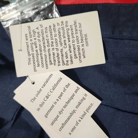 NWT C&amp;C California Navy Blue Linen Cotton Shorts M