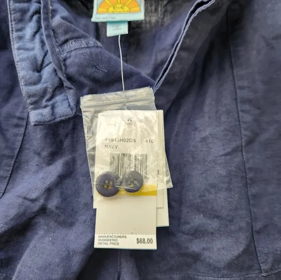 NWT C&amp;C California Navy Blue Linen Cotton Shorts M