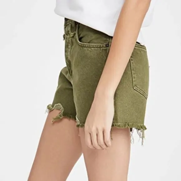 NWT Free People Makai Cut Off Shorts Size 26 Olive Green