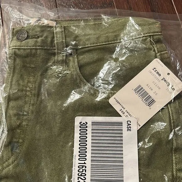NWT Free People Makai Cut Off Shorts Size 26 Olive Green