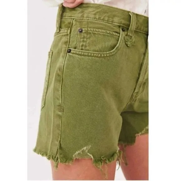 NWT Free People Makai Cut Off Shorts Size 26 Olive Green