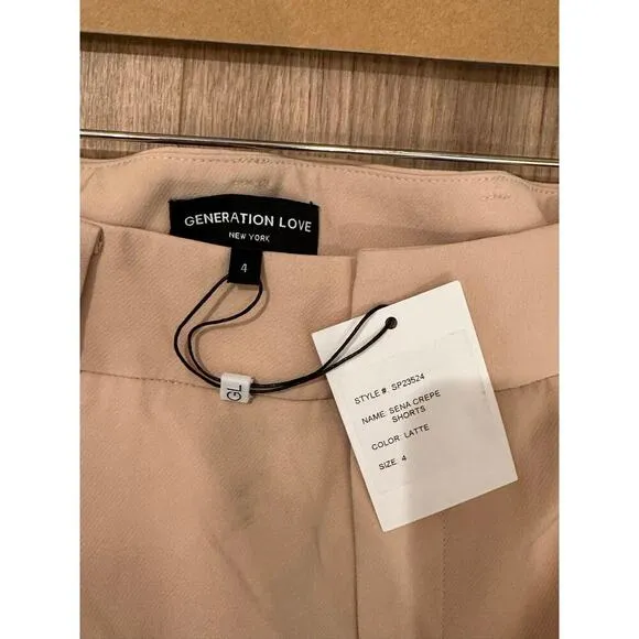 NWT Generation Love Sena Crepe Shorts Latte Tan size 4