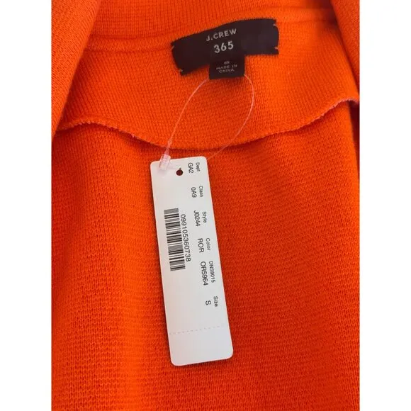 NWT J. Crew Bright Orange Knit Blazer Lapel Collar Sz S Office Quiet Luxury